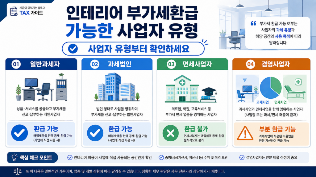 인테리어 부가세환급 가능한 사업자 유형