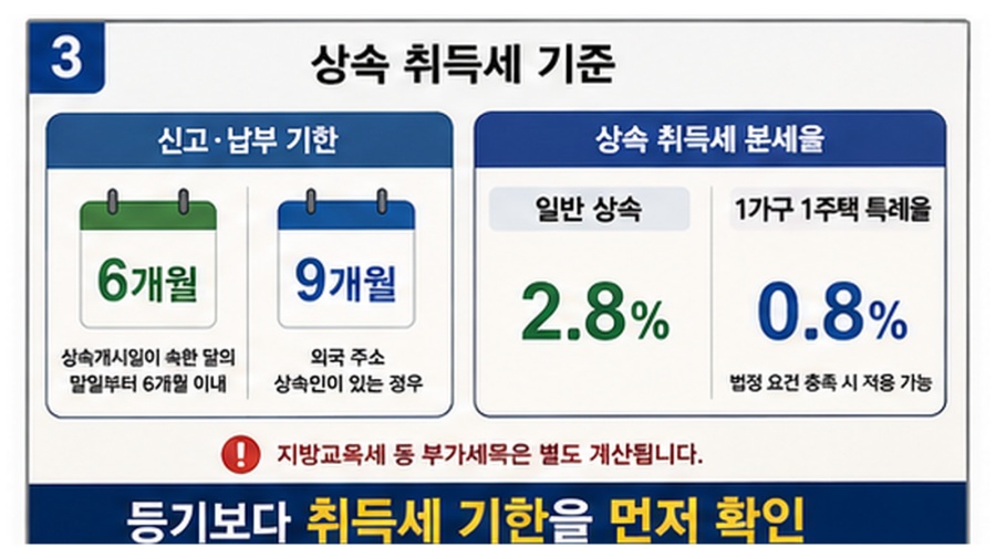 상속등기 취득세 6개월과 1가구 1주택 세율
