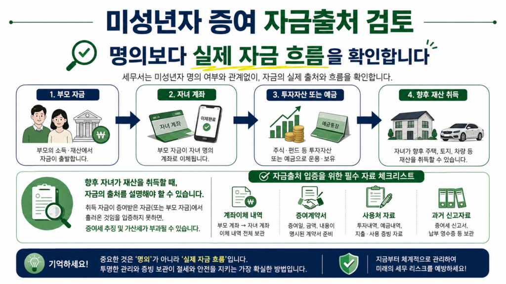 미성년자 증여 자금출처와 사후검증 기준