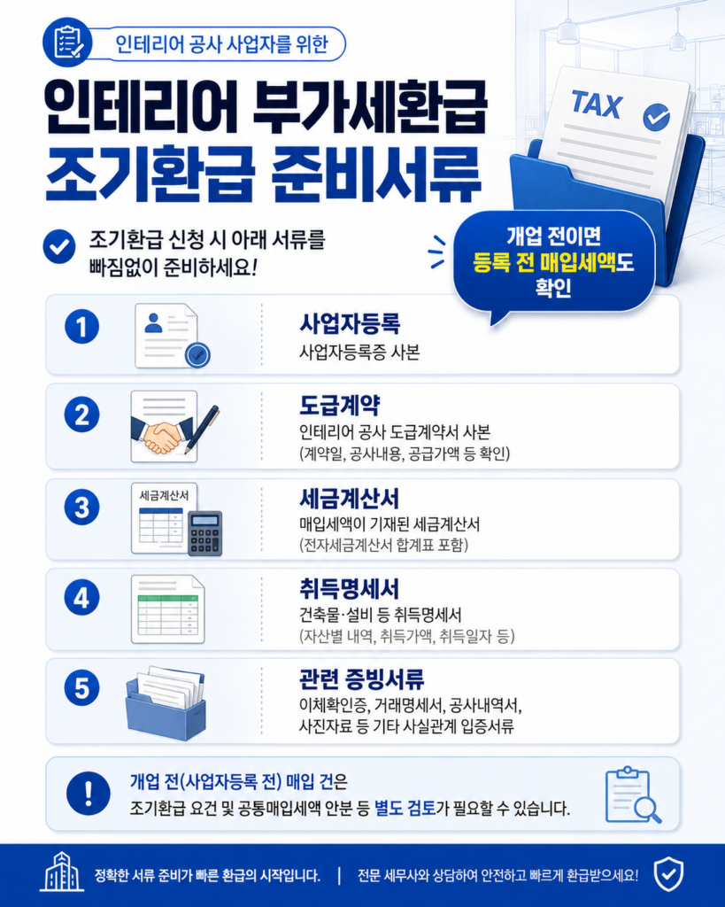 인테리어 부가세환급 조기환급 준비서류