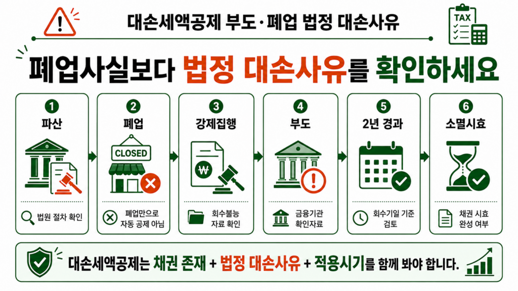 대손세액공제 부도 폐업 법정 대손사유