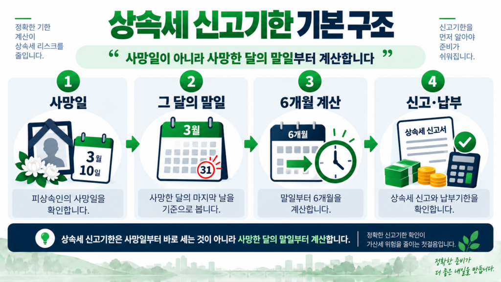 상속세 신고기한 사망일 6개월 계산 기본 구조