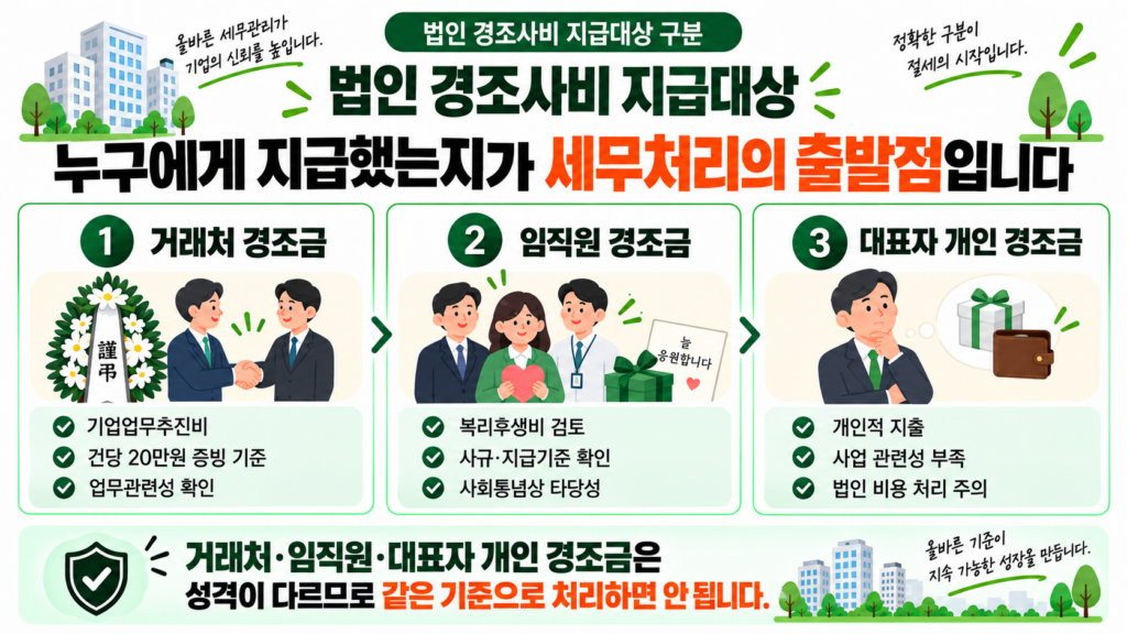 법인 경조사비 거래처 임직원 대표자 구분