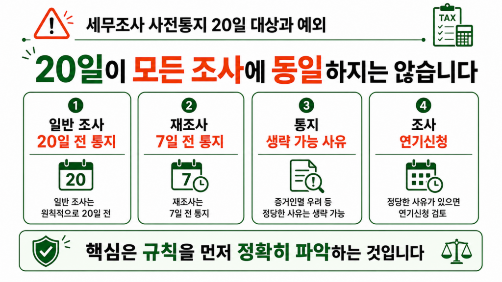 세무조사 사전통지 20일 대상과 예외