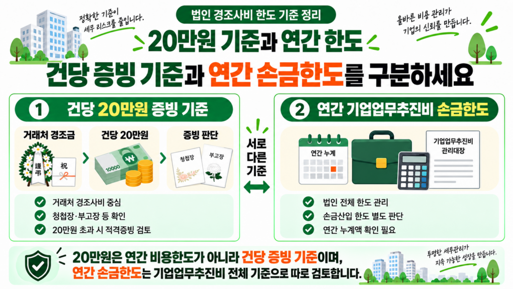 법인 경조사비 20만원과 기업업무추진비 연간 한도