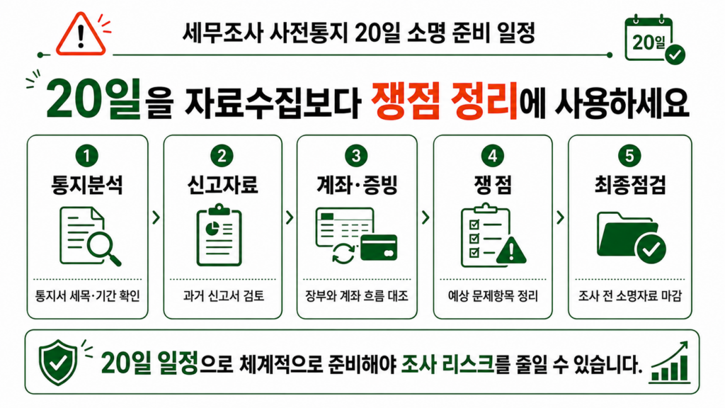 세무조사 사전통지 20일 소명 준비 일정