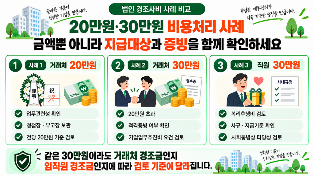법인 경조사비 20만원 30만원 비용처리 가정 사례