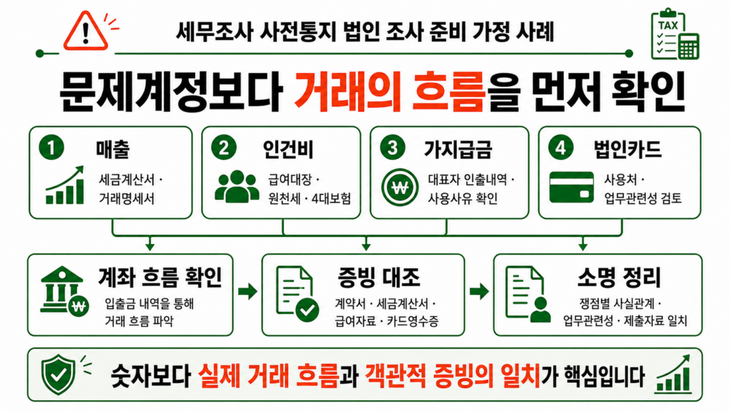 세무조사 사전통지 법인 조사 준비 가정 사례