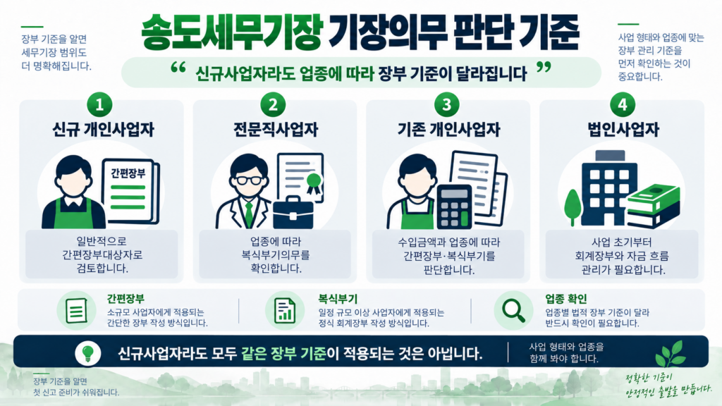 송도세무기장 신규사업자 간편장부 복식부기 기준