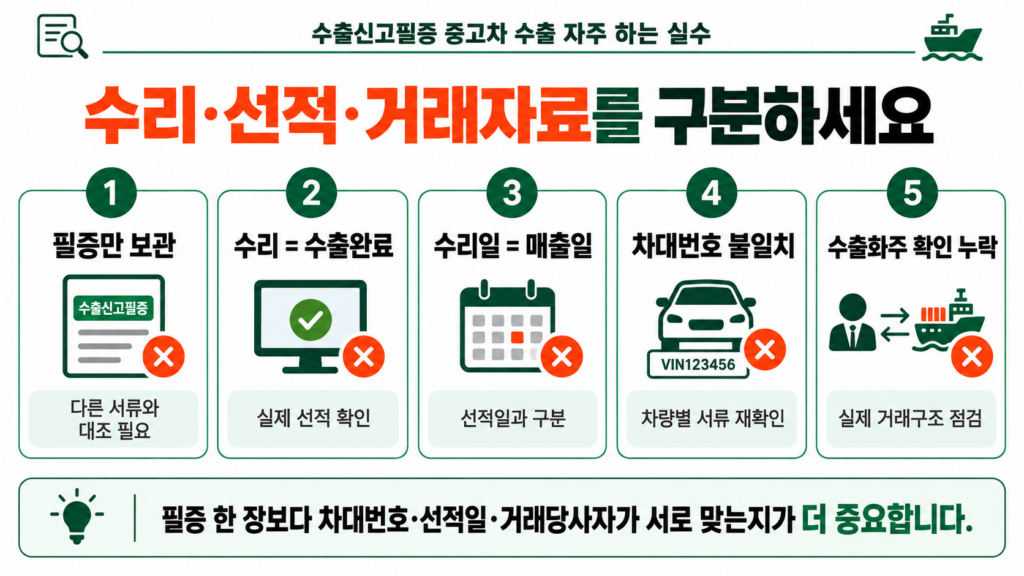 수출신고필증 중고차 수출 자주 하는 실수