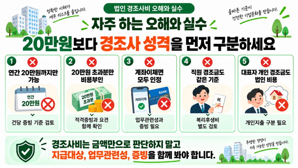 법인 경조사비 한도 자주 하는 오해와 실수