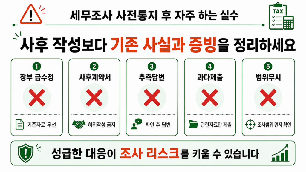 세무조사 사전통지 후 자주 하는 실수