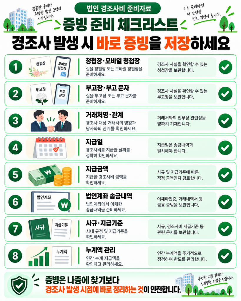 법인 경조사비 증빙 준비자료 체크리스트