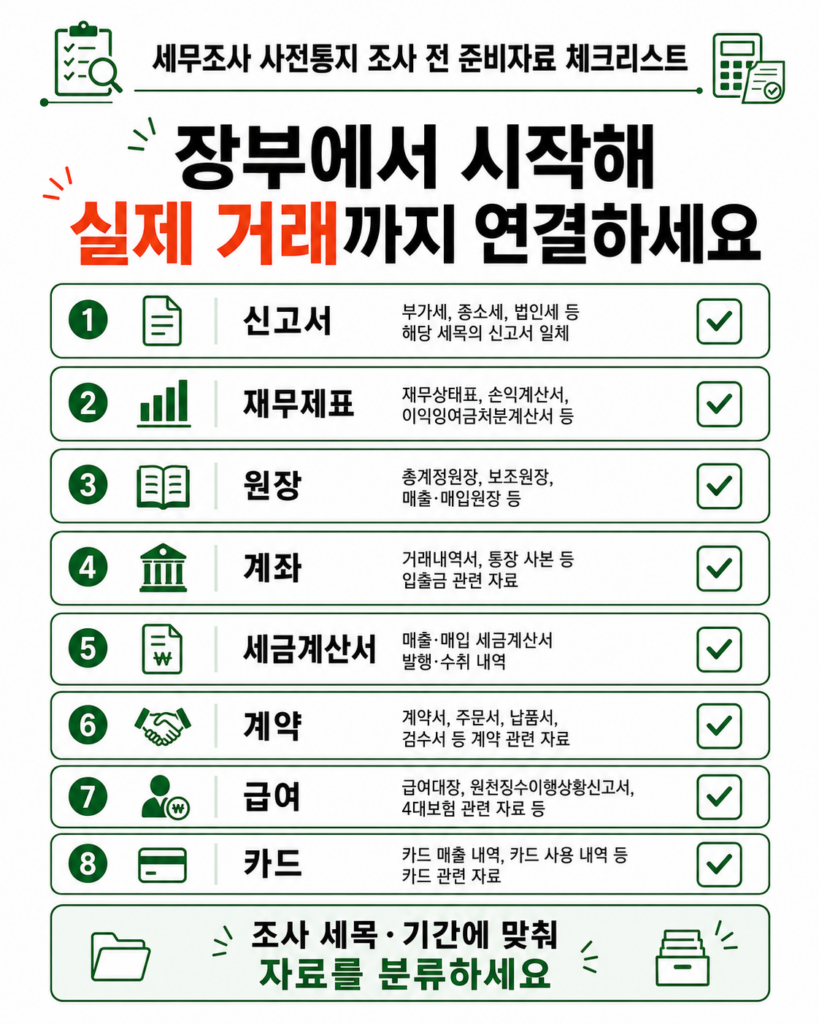 세무조사 사전통지 조사 전 준비자료 체크리스트