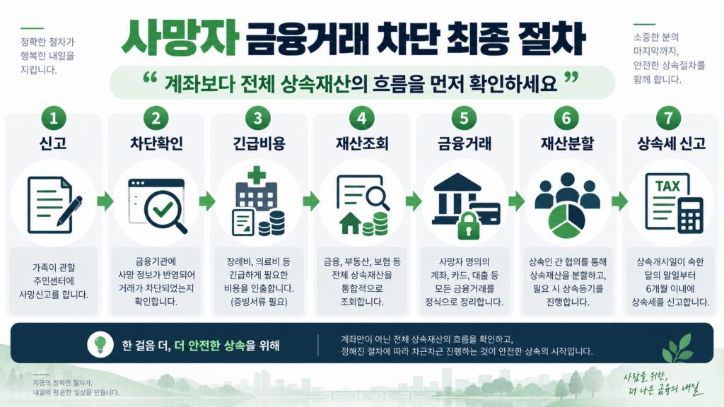 사망자 금융거래 차단 상속인 최종 대응 절차