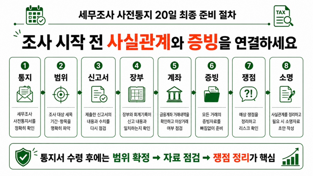 세무조사 사전통지 20일 최종 준비 절차