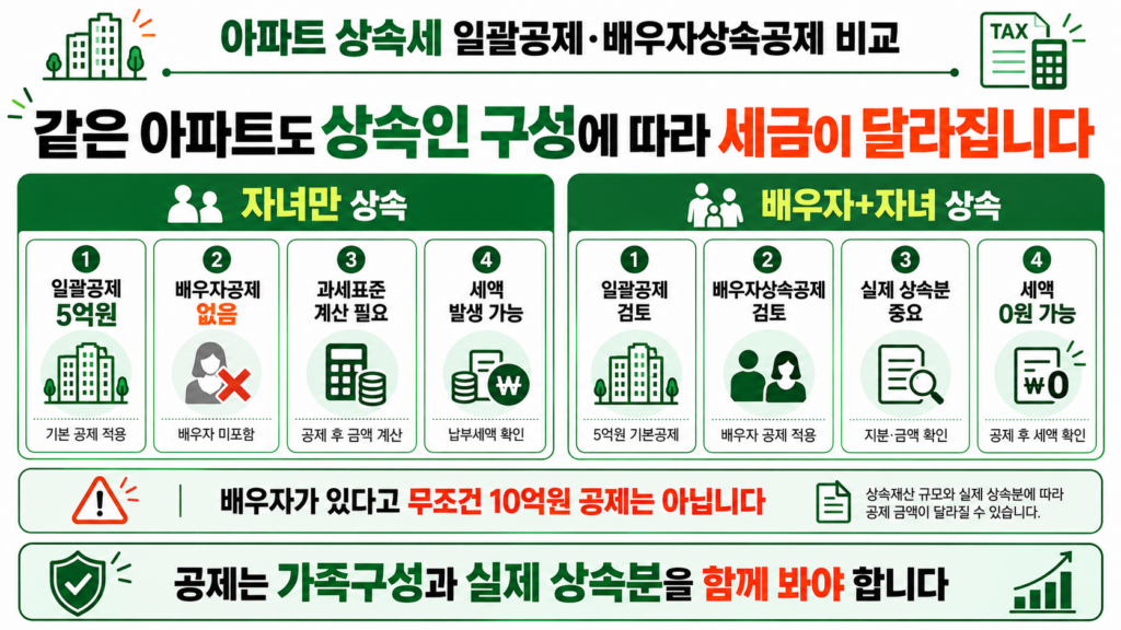 아파트 상속세 일괄공제 배우자상속공제 비교
