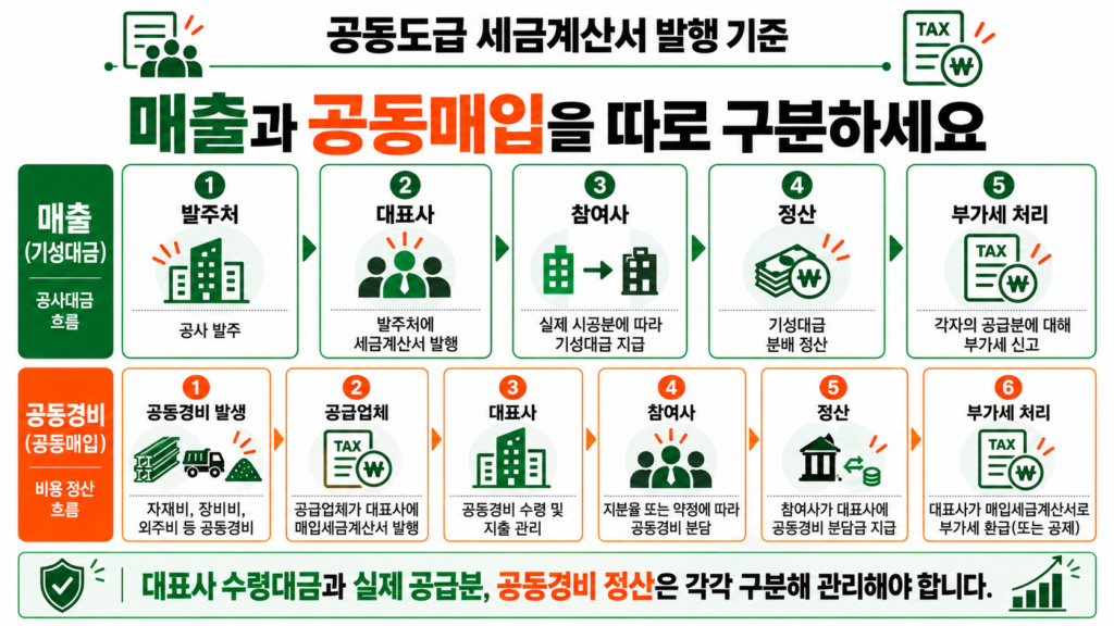 공동도급 대표사 참여사 공동경비 세금계산서 구조
