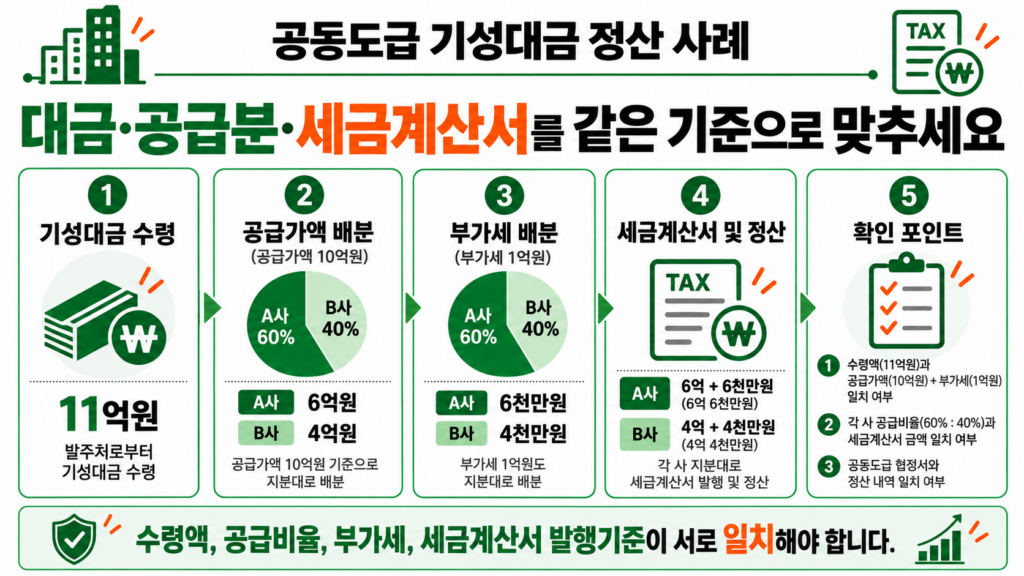 공동도급 대표사 세금계산서 발행 가정 사례