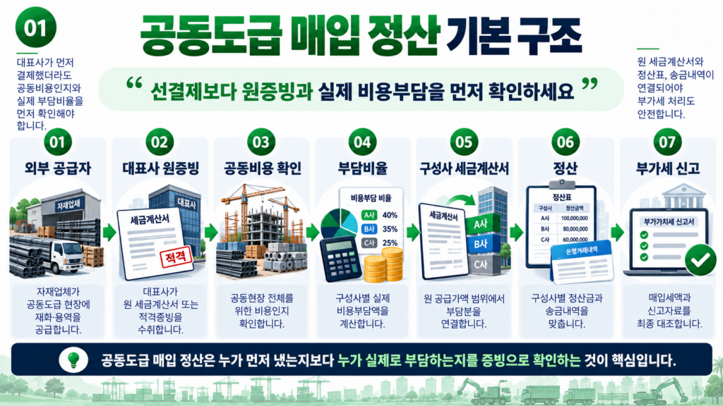 공동도급 매입 정산 대표사 구성사 세금계산서 기본 구조