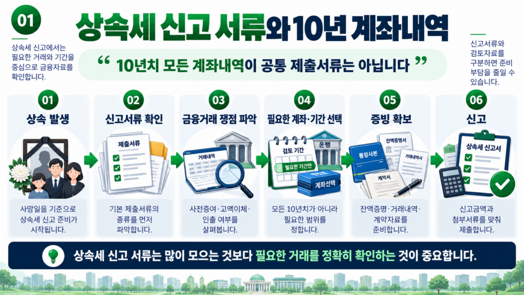 상속세 신고 서류 10년치 계좌내역 제출 기본 구조