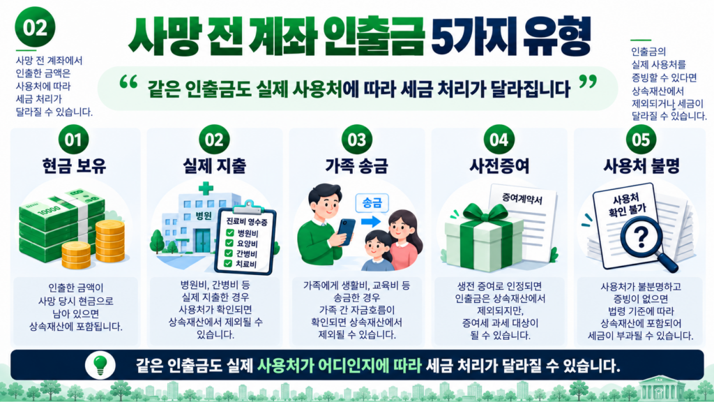 추정상속재산 사망 전 계좌 인출금 5가지 유형