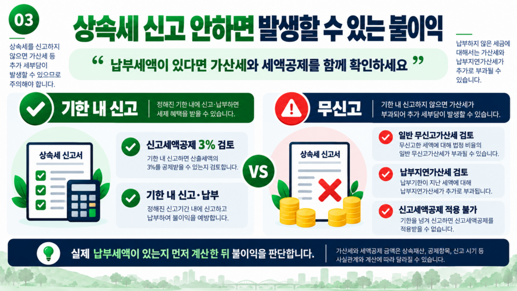 상속세 무신고가산세 20퍼센트 신고세액공제 3퍼센트 기준