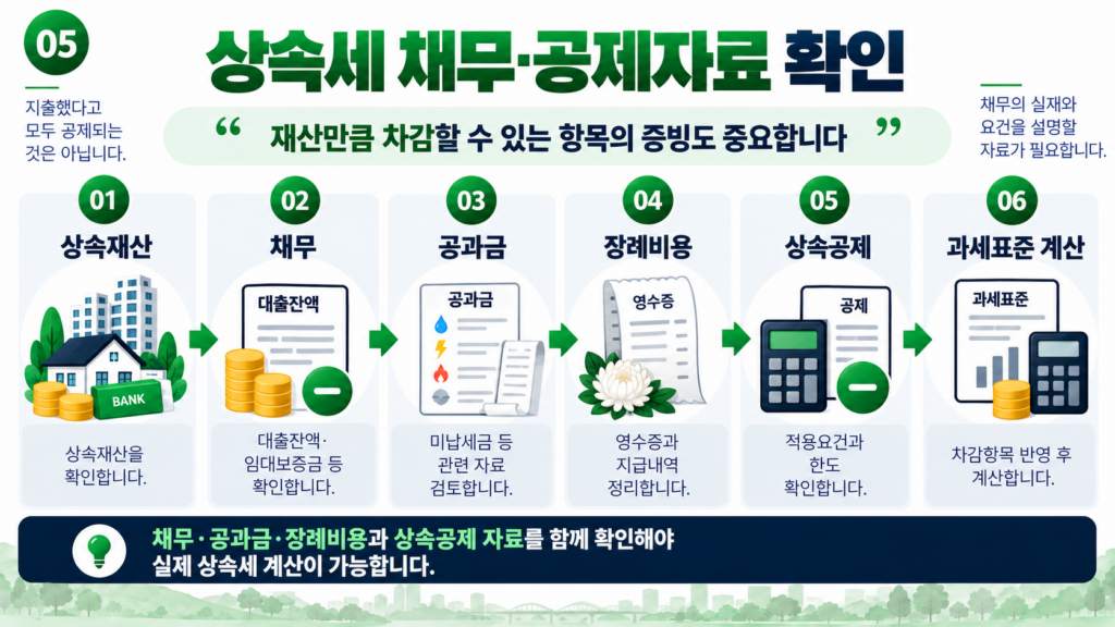 상속세 상담 채무 장례비용 공과금 상속공제 준비자료