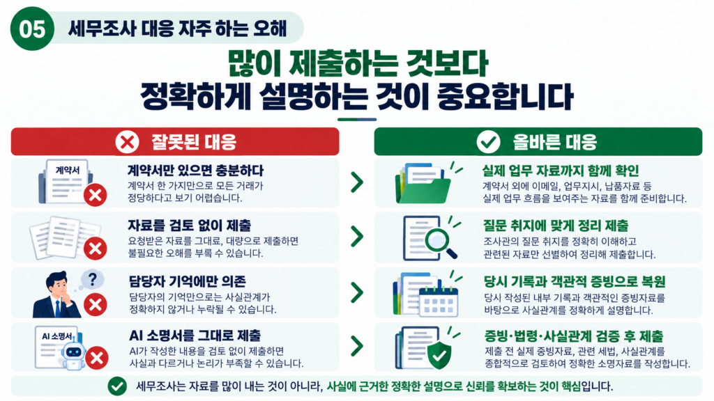 AI 세무소명서 작성 개인정보 법령 판례 증빙 자주 하는 실수