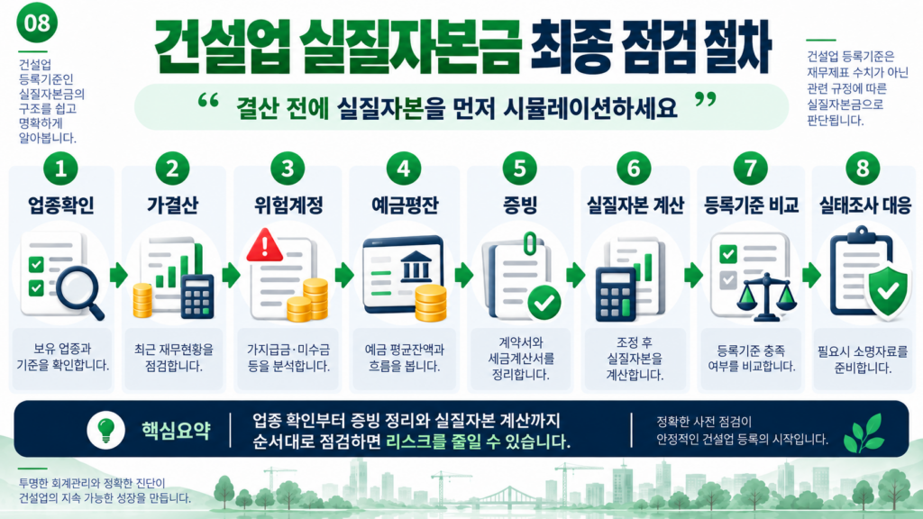 건설업 실질자본금 결산 실태조사 최종 점검 절차
