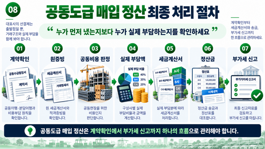 공동도급 매입 정산 대표사 구성사 세금계산서 최종 처리 절차