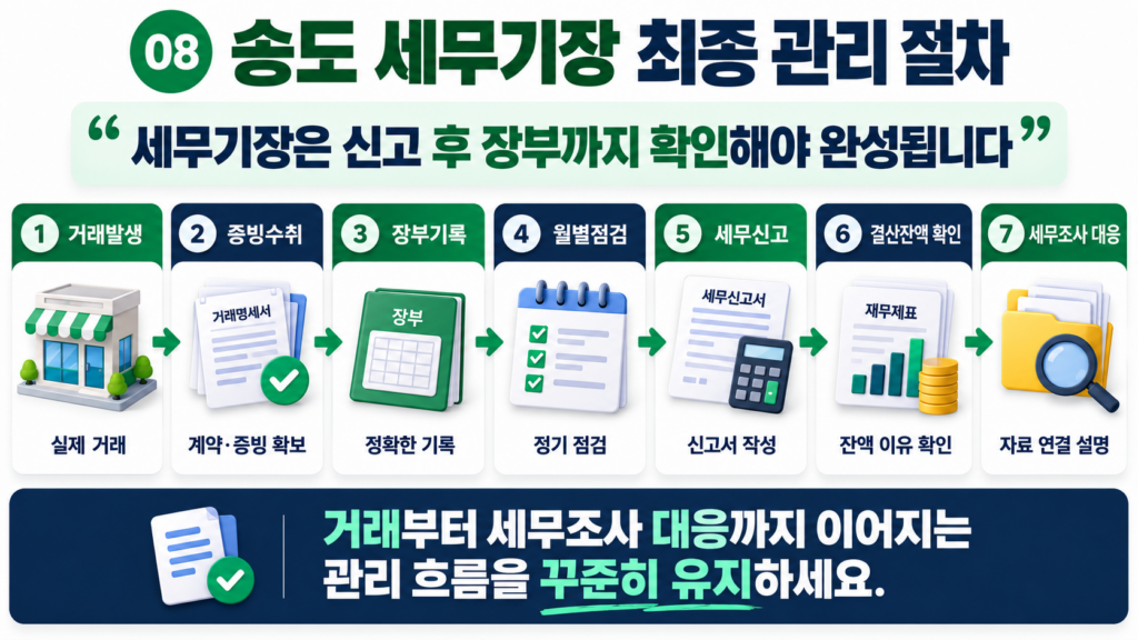 송도 세무기장 거래 증빙 장부 결산 세무조사 최종 관리 절차